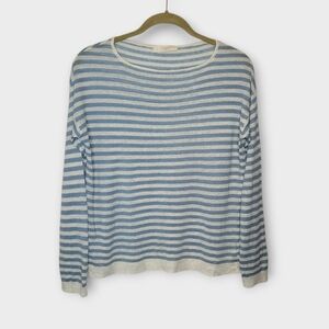 Slowear Linen Crew Lightweight Summer Sweater M/42 Blue Stripe Italy